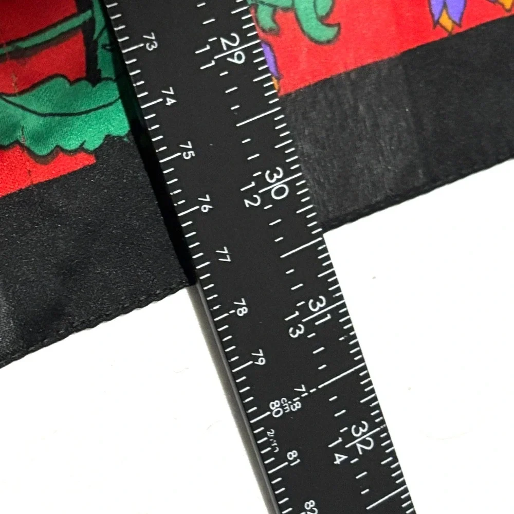 Berkshire Women's Scarf Bold Floral‎ Print Red Black Square Made in Italy 30x30